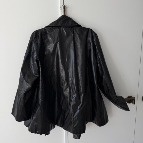 Jane Post for Saks Fifth Avenue Black Trench Rain Jacket Poncho Style - Picture 6 of 7